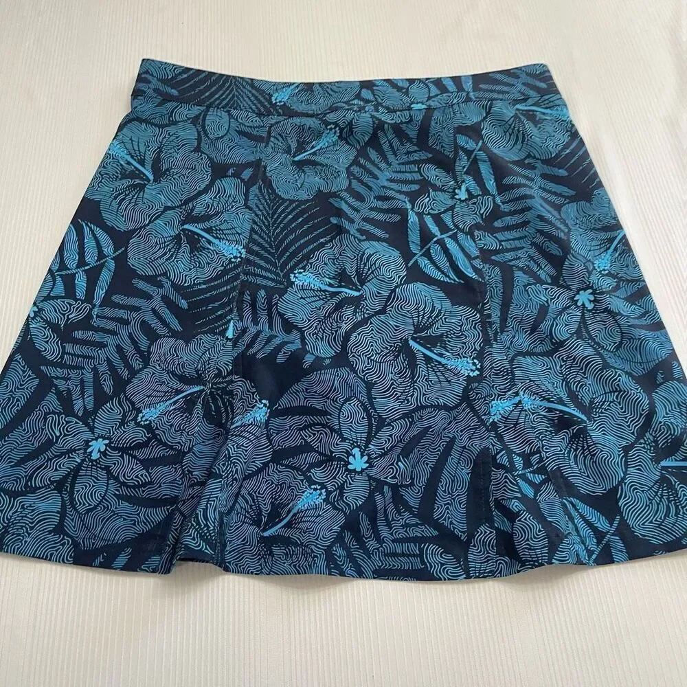 Rip Skirt Hawaii Wrap Skirt Beach Blue Floral Adjustable Surf Size Large